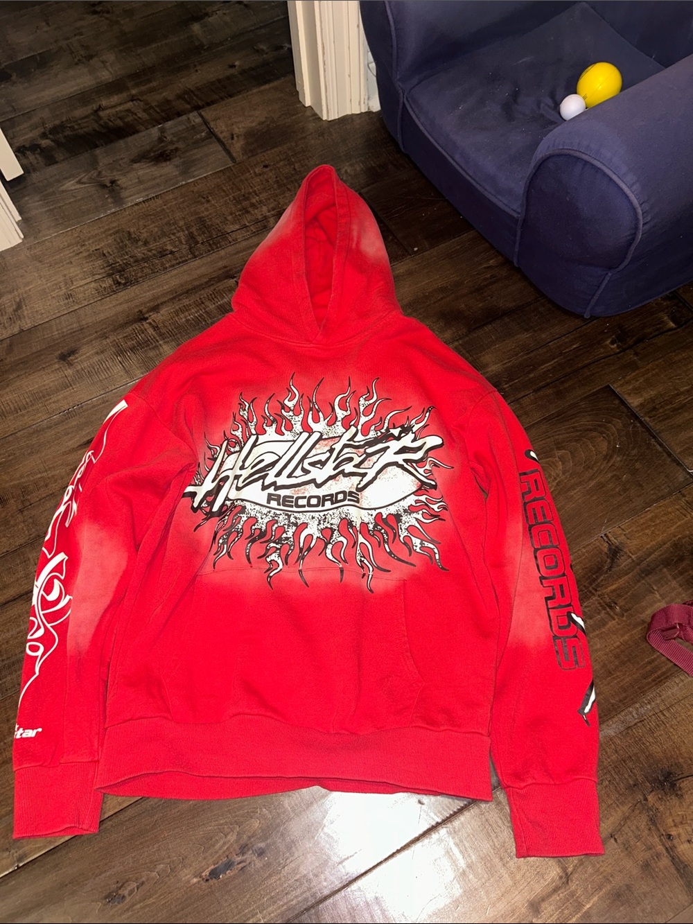 Red Hellstar Records Graphic Hoodie Sweatshirt - Men's